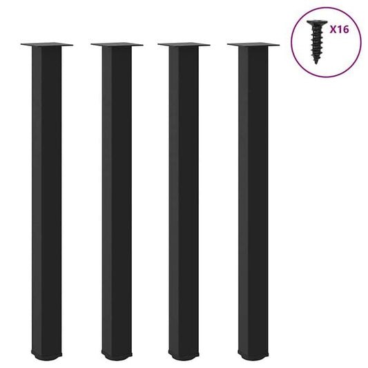 244660 - VIDAXL Këmbë Tavoline Bari 4 copë të Zeza 110-112 cm Çelik