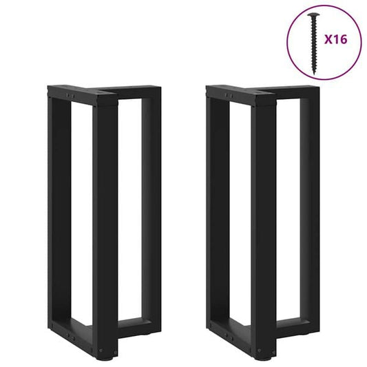 244662 - VIDAXL Këmbë Tavoline Bari në Formë T, 2 copë, të Zeza, Çelik 40x35x(90-91) cm