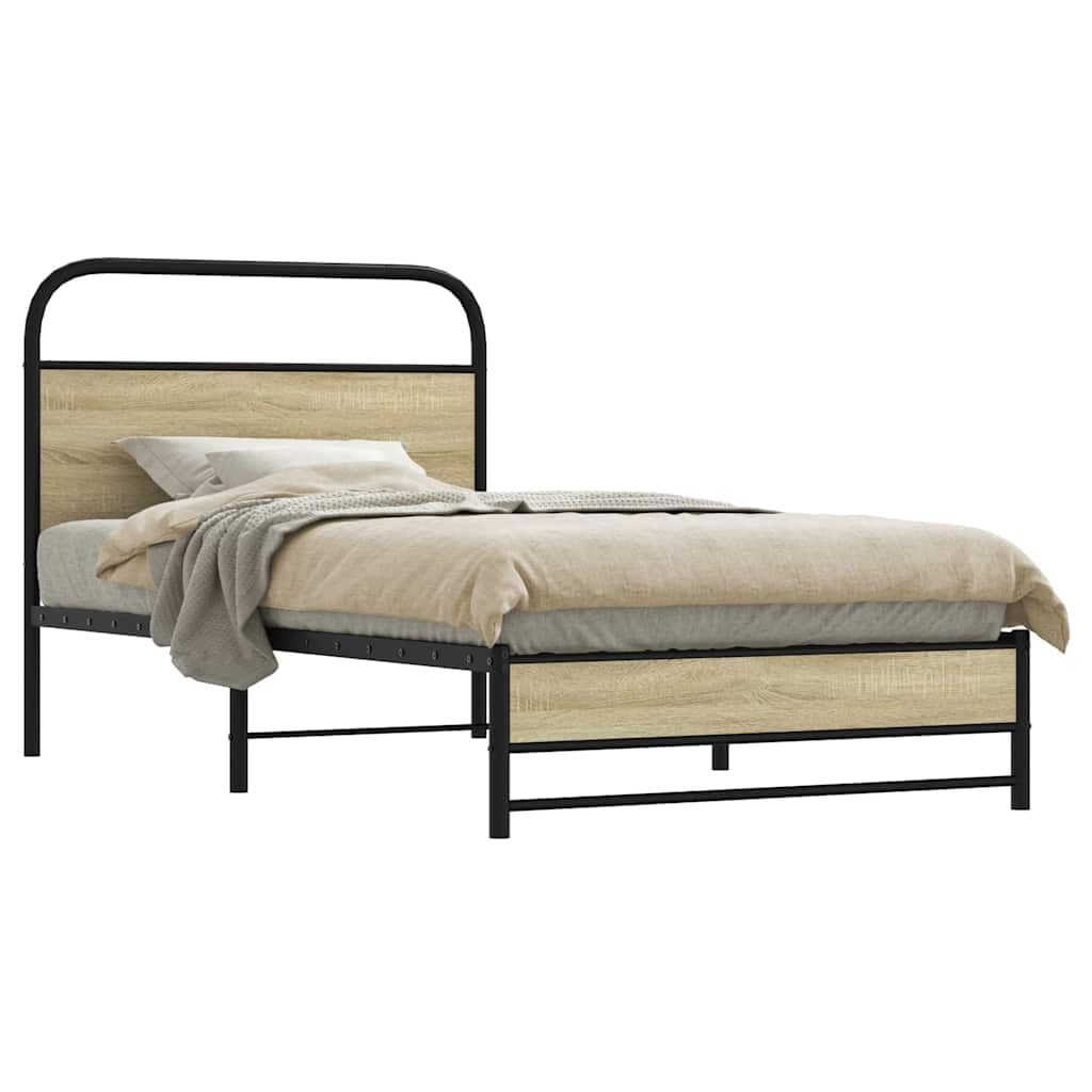 265327 - VIDA XL Kornizë shtrati pa dyshek 90x190 cm, dru i projektuar Sonoma Lis