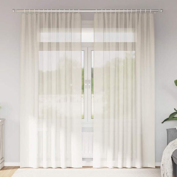 334276 - VIDA XL Perde Voile me Xhepa për Shkopinj, 4 copë, ngjyrë kremi