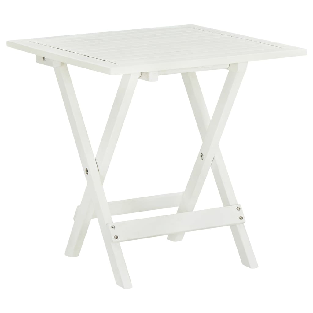 280001 - vidaXL Tavolinë Bistro 46 × 46 × 47 cm, Dru Masiv Akacie, e Bardhë