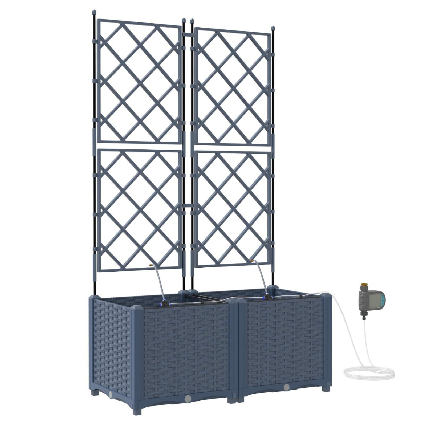 265351 - vidaXL Vazo Kopshti 2 copë Gri 80 x 40 x 142 cm Plastike