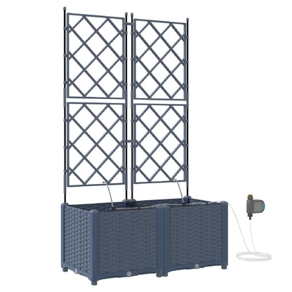 265351 - vidaXL Vazo Kopshti 2 copë Gri 80 x 40 x 142 cm Plastike