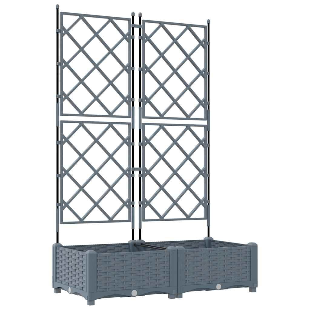 265352 - vidaXL Garden Planter 2 pcs LiGht Grey 80 x 40 x 125.5 cm Plastic
