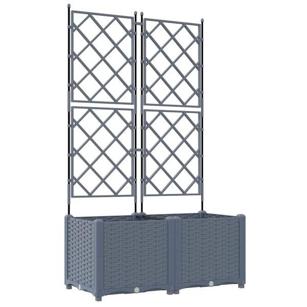 334311 - VIDAXL Vazo Kopshti 2 copë Gri e Çelët 80 x 40 x 143 cm PP