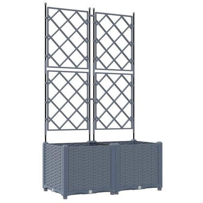 334311 - VIDAXL Vazo Kopshti 2 copë Gri e Çelët 80 x 40 x 143 cm PP