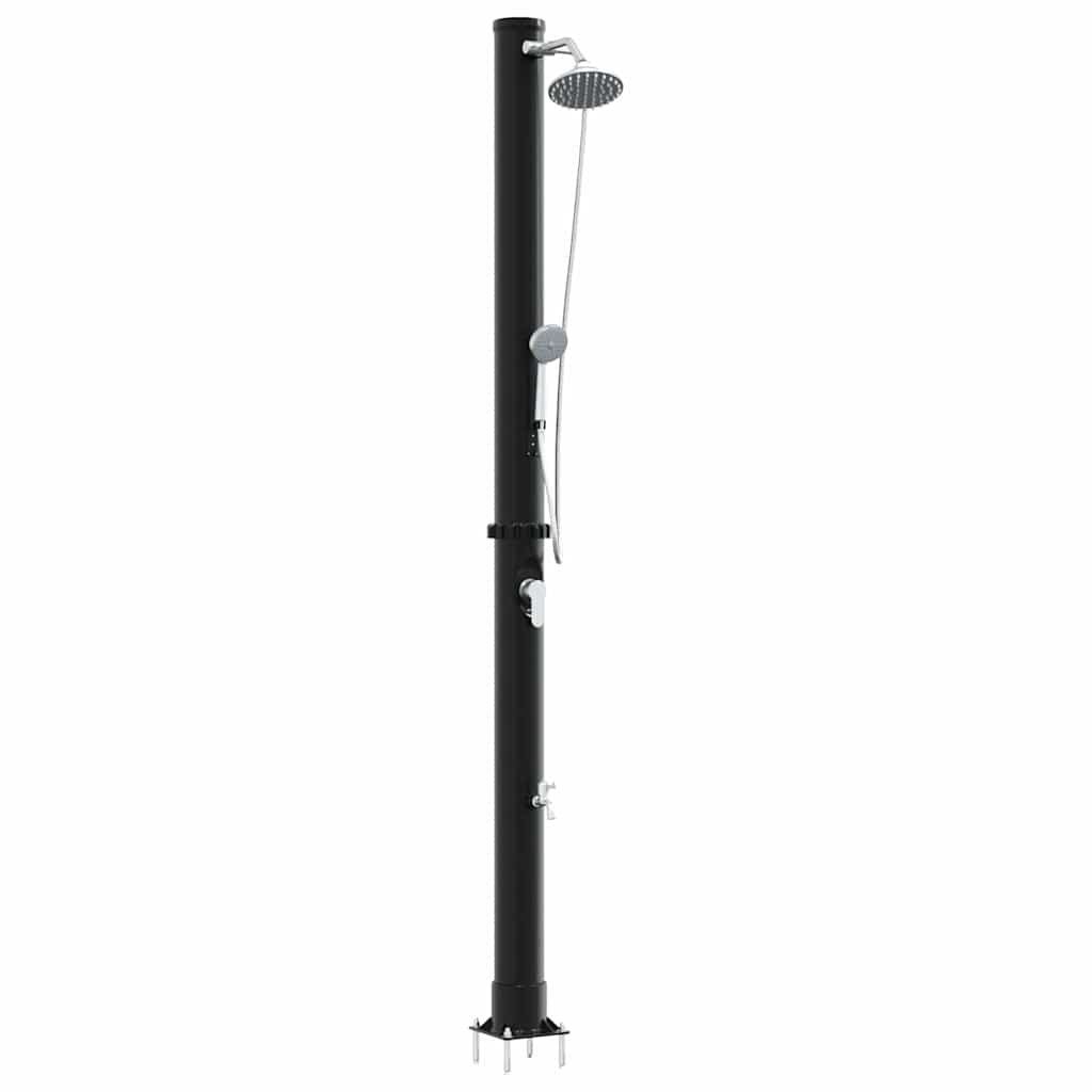 334313 - VIDAXL Dush i jashtëm me energji diellore 20 L PVC dhe alumini i zi