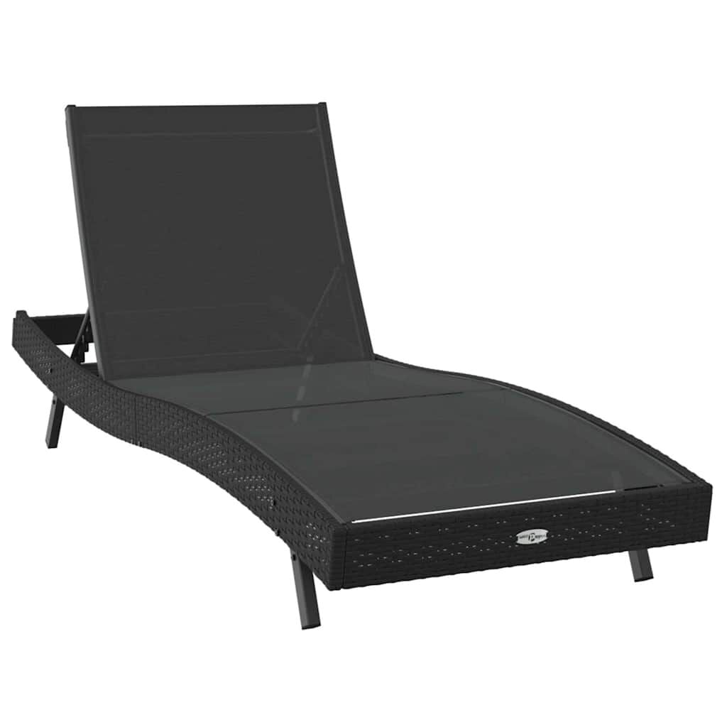 280421 - vidaXL Shezlong Dielli i Zi 197 x 70 x 82 cm prej Polietileni Ratan