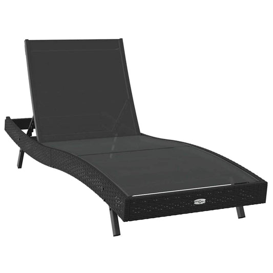 280421 - vidaXL Shezlong Dielli i Zi 197 x 70 x 82 cm prej Polietileni Ratan