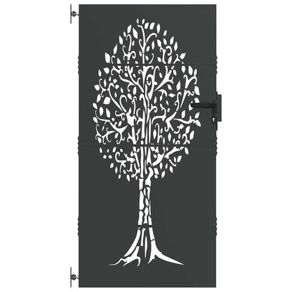 265383 - vidaXL Portë Kopshti me Dry të Zezë 85 x 200 cm Çelik i veshur me pluhur