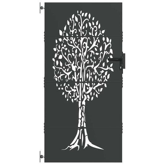 265383 - vidaXL Portë Kopshti me Dry të Zezë 85 x 200 cm Çelik i veshur me pluhur