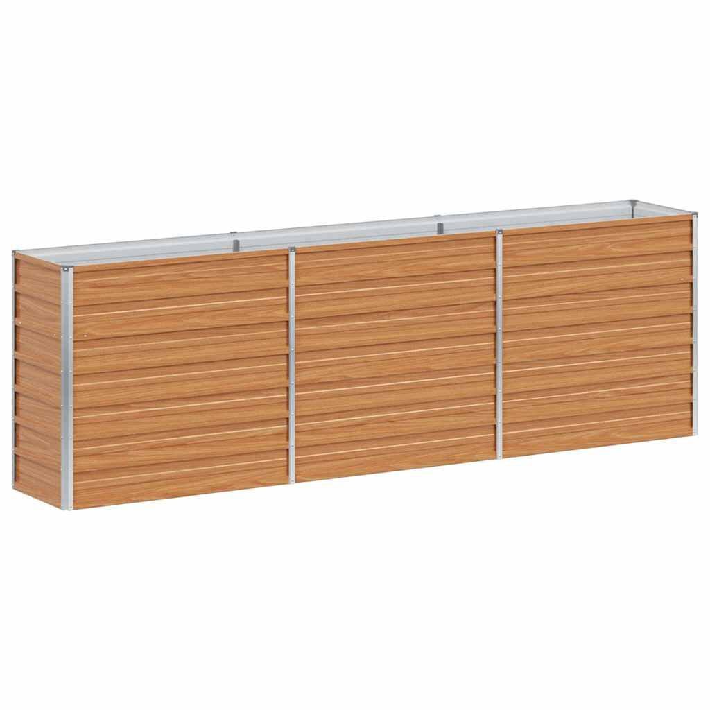 265386 - vidaXL Shtrat i Ngritur për Kopsht, Ngjyrë Kafe e Çelët 240 x 40 x 77 cm, Çelik i Galvanizuar