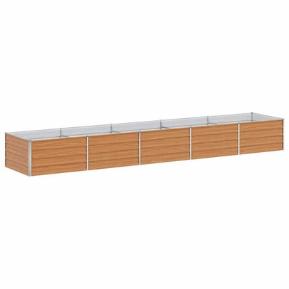 334346 - VIDAXL Shtrat i ngritur për kopsht, ngjyrë kafe e çelët 400 x 80 x 45 cm, çelik i galvanizuar