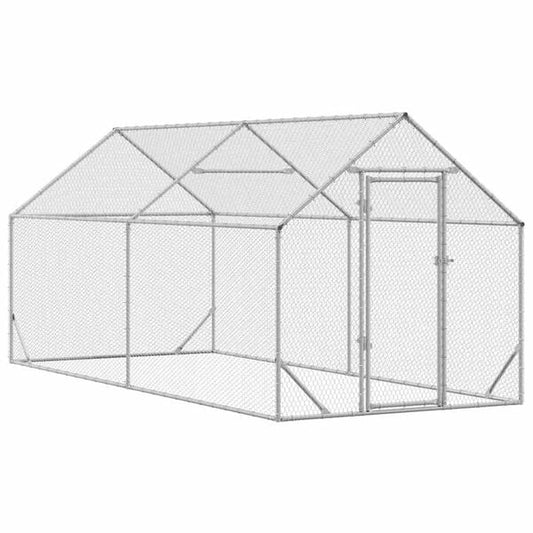 244762 - vidaXL Kafaz Pule Argjendi 400 x 170 x 177 cm Çelik i Galvanizuar