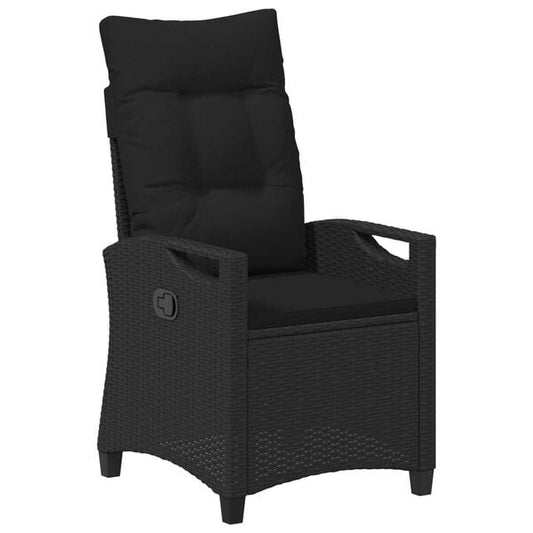 334368 - VIDAXL Karrige Kopshti e Shtrirë e Zezë 56 x 60 x 112 cm prej Polietileni Ratan