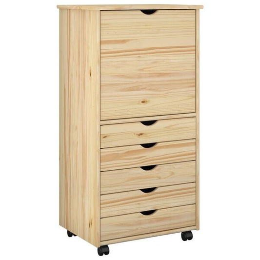 334377 - VIDAXL Dollap me Rrotulla 53 x 39 x 103 cm Dru Pishe i Fortë, Ngjyrë Kafe