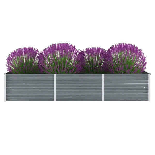 244451 - vidaXL Shtretër i Ngritur për Kopsht, Çelik i Galvanizuar 240x80x45 cm, Gri