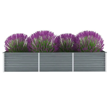 244450 - vidaXL Shtretër i Ngritur për Kopsht, Çelik i Galvanizuar 240x80x45 cm, Gri