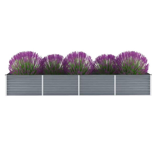 265609 - vidaXL Vazo e Ngritur për Kopsht prej Çeliku të Galvanizuar 320x80x45 cm – Gri