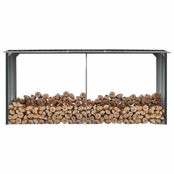 291502 - VIDAXL Hangar për Kopsht me Trungje, Çelik i Galvanizuar 330x92x153 cm Antracit