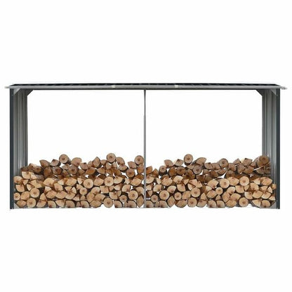 291502 - VIDAXL Hangar për Kopsht me Trungje, Çelik i Galvanizuar 330x92x153 cm Antracit