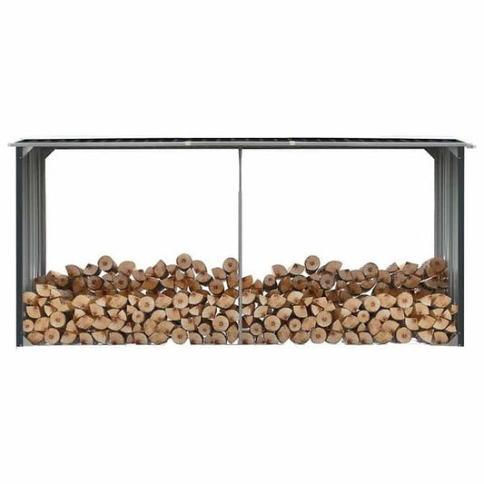 291502 - VIDAXL Hangar për Kopsht me Trungje, Çelik i Galvanizuar 330x92x153 cm Antracit