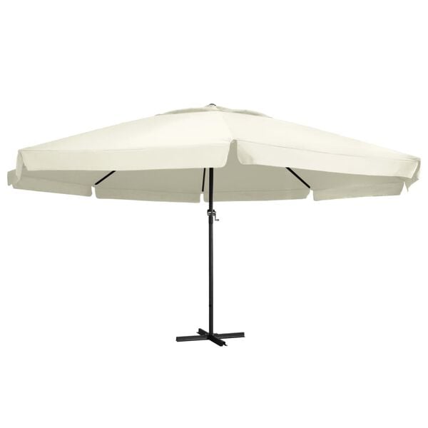 333383 - VidaXL Çadër Kopshti me Shtyllë Alumini, 600 cm, e Bardhë, Rëre