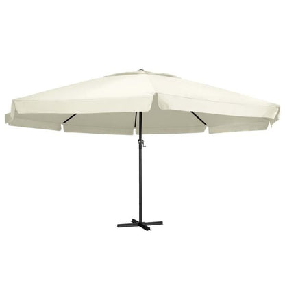 333383 - VidaXL Çadër Kopshti me Shtyllë Alumini, 600 cm, e Bardhë, Rëre