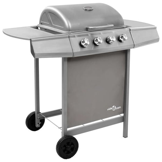 212055 - VIDAXL Skarë Barbecue me Gaz me 4 Furça Ngjyrë Argjendi
