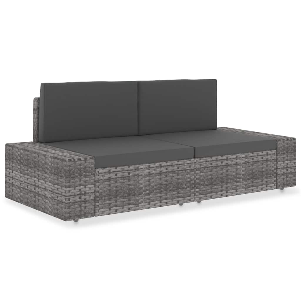 334425 - VIDA XL Divan Seksional 2-Vendësh, Gri Polietileni Rattan