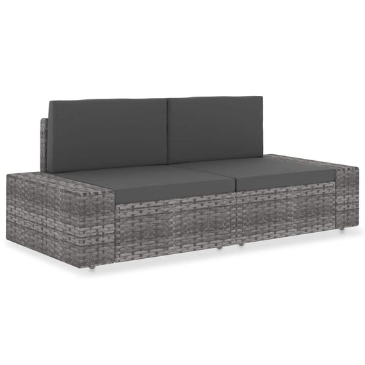 334425 - VIDA XL Divan Seksional 2-Vendësh, Gri Polietileni Rattan