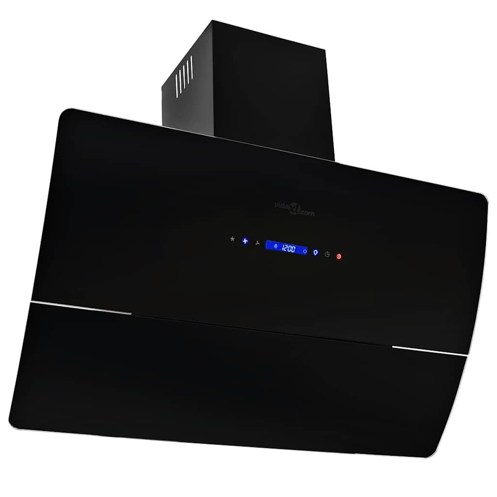 265437 - VIDAXL Aspirator Sobë i Montuar në Mur, Çelik Inoks 756 m³/h 90 cm i Zi