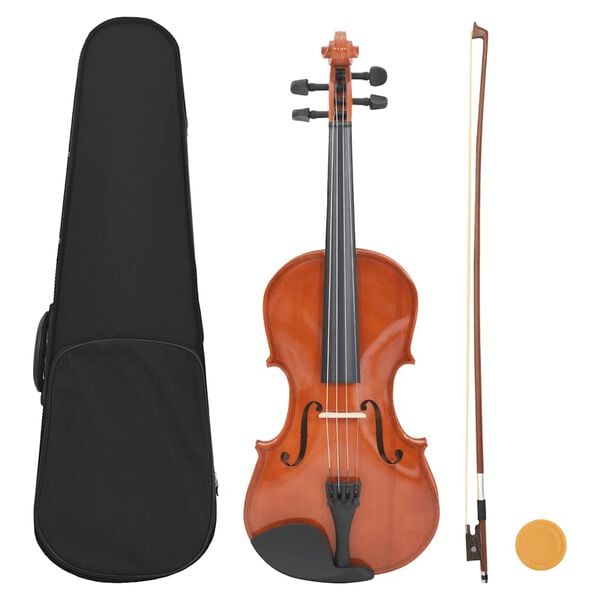 291519 - VIDAXL Set i plotë violine me hark dhe mbështetëse mjekre natyrale 4/4