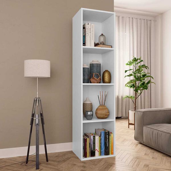 333502 - VidaXL Dollap Libri/Dollap TV i Bardhë 36x30x143 cm Dru i Inxhinieruar