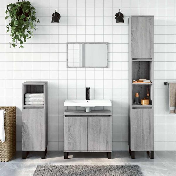 244822 - VIDA XL Dollap Banjoje Gri Sonoma 58x33x60 cm Dru i Inxhinieruar