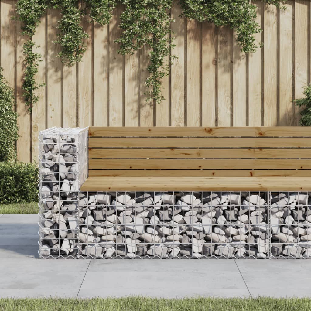 280559 - VIDAXL Stol Kopshti me Dizajn Gabion 122x71x65,5 cm Dru Pishe i Impregnuar