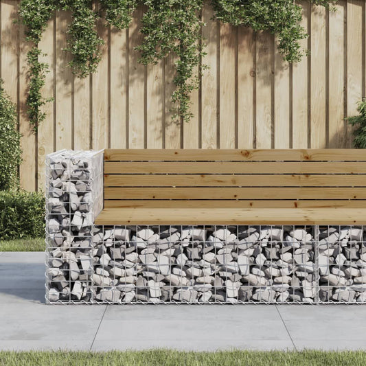 280559 - VIDAXL Stol Kopshti me Dizajn Gabion 122x71x65,5 cm Dru Pishe i Impregnuar