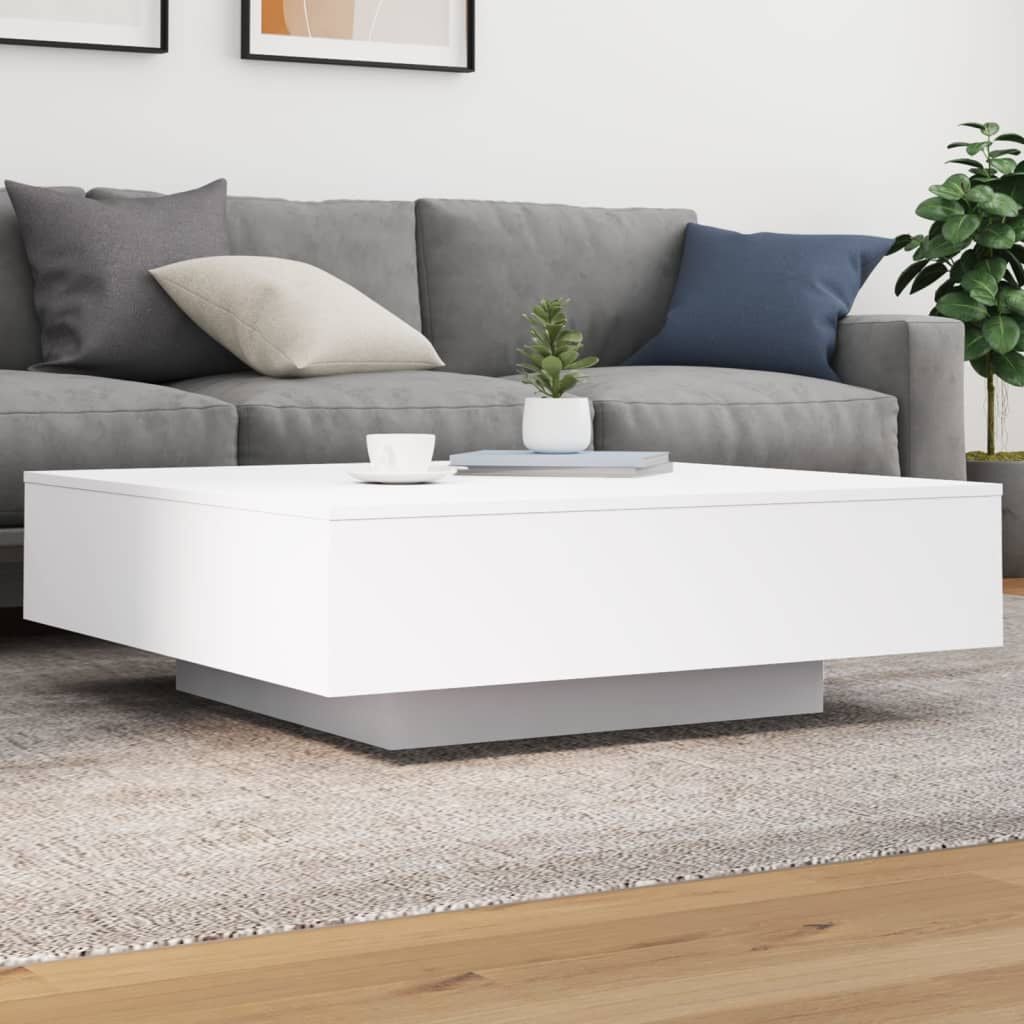 265495 - VIDAXL Tavolinë kafeje me drita LED e bardhë 100x100x31 cm