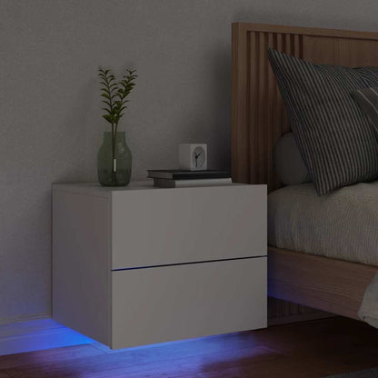 280561 - VIDA XL KOMODINË E MONTUAR NË MUR ME DRITA LED, E BARDHË