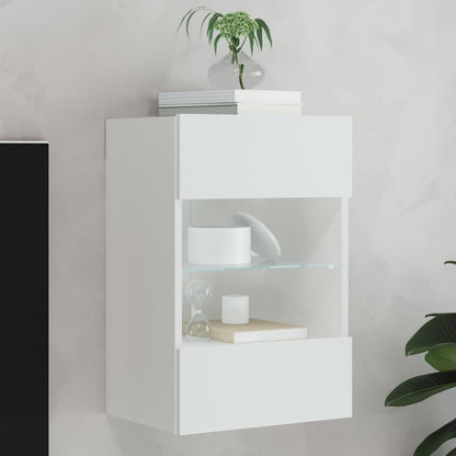 280563 - VIDA XL DOLLAP MURI PËR TV ME DRITA LED, I BARDHË 40x30x60,5 cm