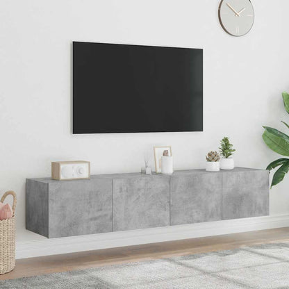 280347 - vidaXL Set me 2 Kabinete Muri për TV me Ndriçim LED, Gri Beton 80 × 35 × 31 cm