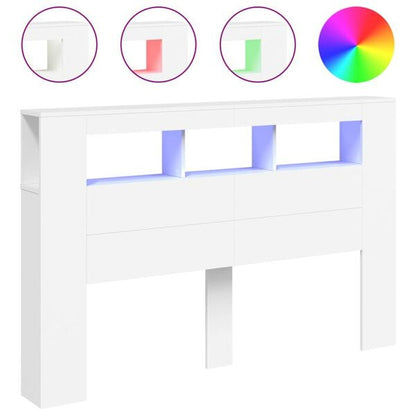 334473 - VIDA XL Koka e shtratit LED, e bardhë 160x18,5x103,5 cm, dru i projektuar