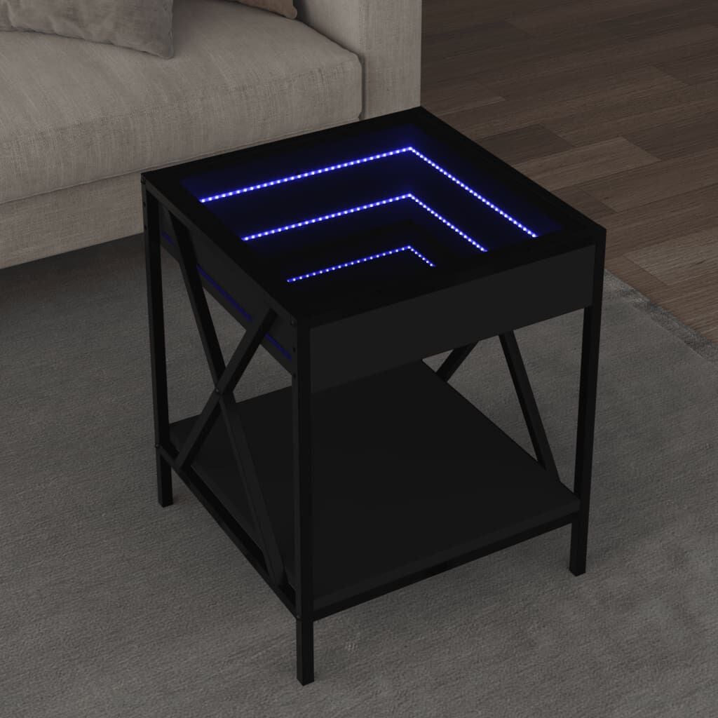 265512 - VIDA XL Tavolinë kafeje me Infinity LED të zezë 40x40x49 cm