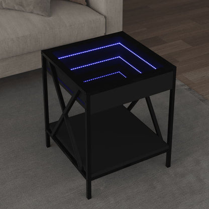 265512 - VIDA XL Tavolinë kafeje me Infinity LED të zezë 40x40x49 cm