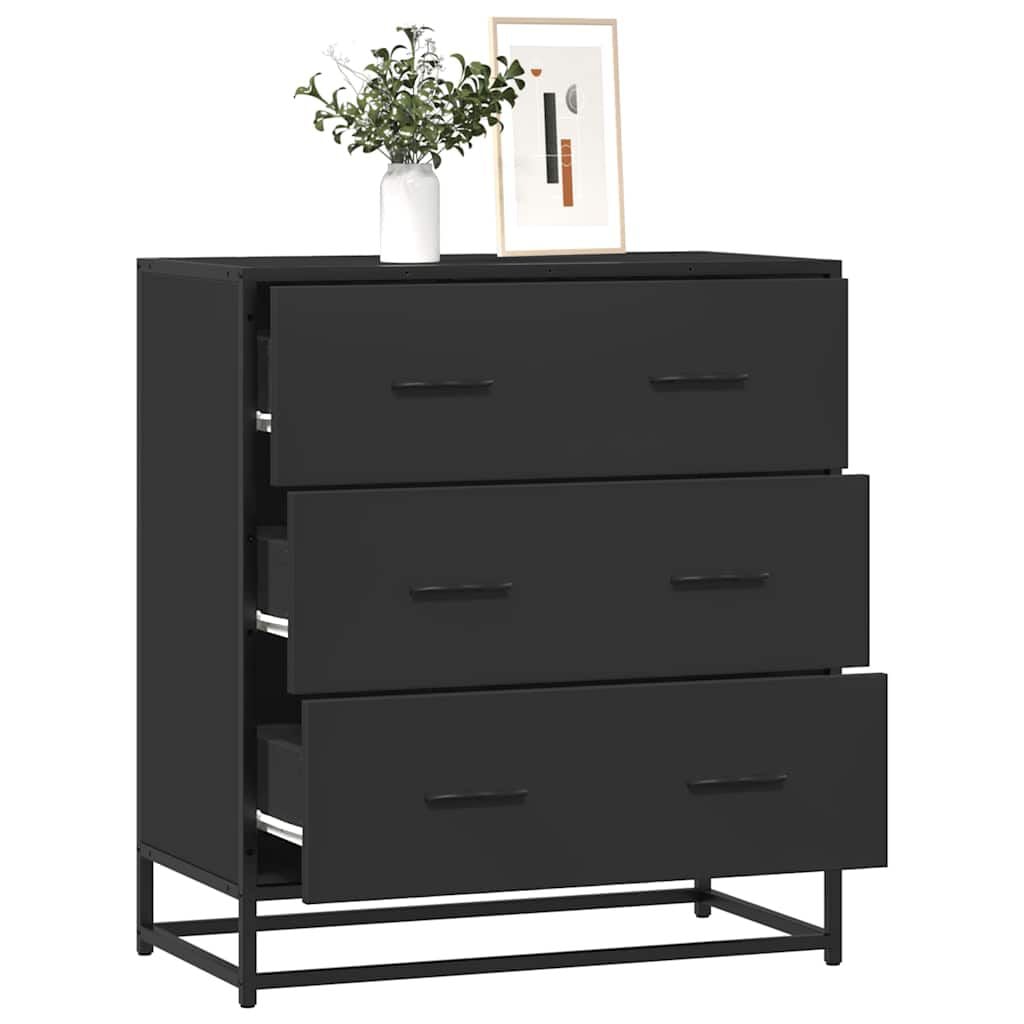 265516 - VIDA XL Bufe e zezë 68x35x76 cm Dru dhe metal i projektuar