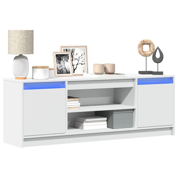 244841 - VIDAXL Kabinet TV me LED të Bardhë 139,5x34x50 cm Dru i Inxhinieruar