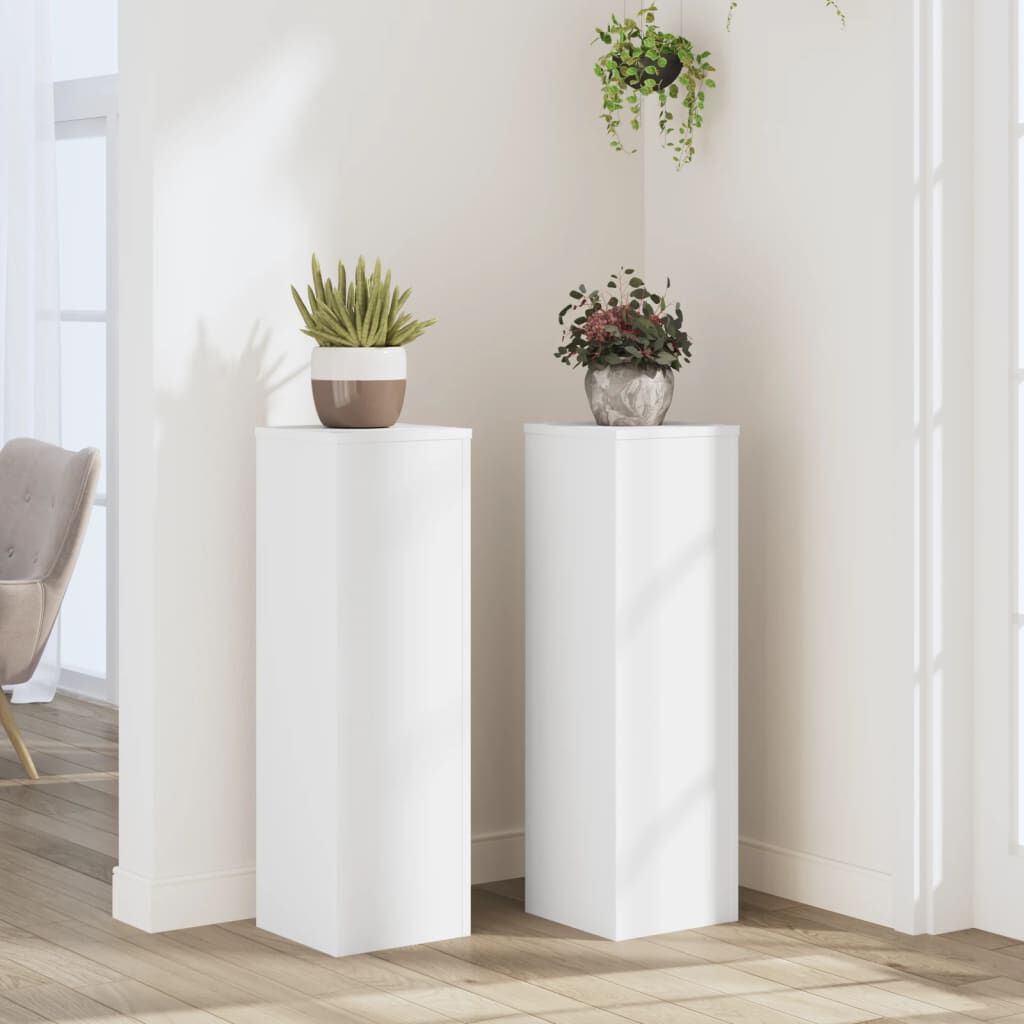 265527 - VIDAXL Mbajtëse Bimësh 2 copë të Bardha 25x25x80 cm Dru i Inxhinieruar