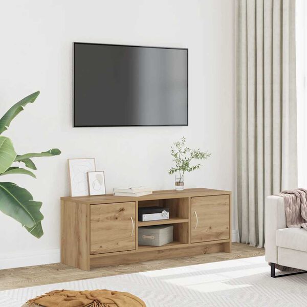 291565 - VIDAXL Kabinet TV Artizanal Lisi 102x30x37,5 cm Dru i Inxhinieruar