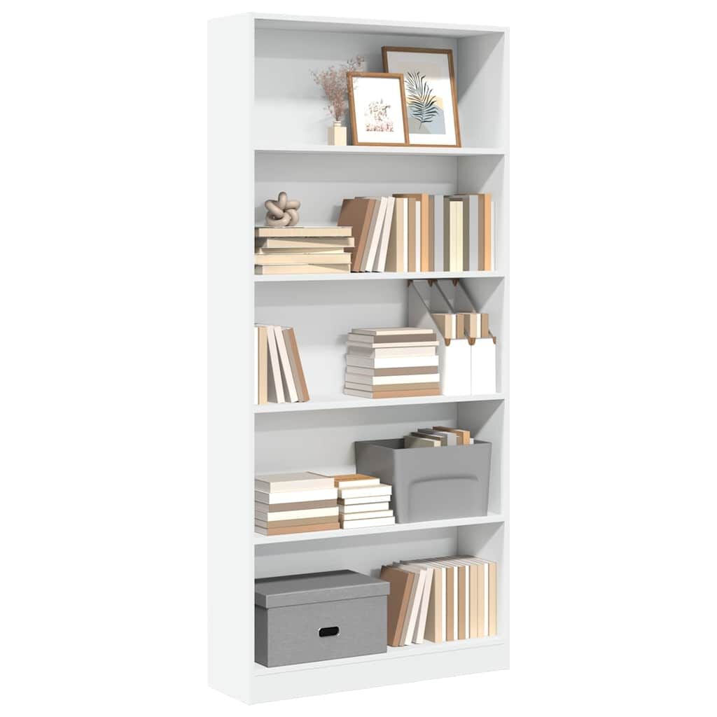 265534 - VIDAXL Raft librash i bardhë 80x24x176 cm Dru i projektuar