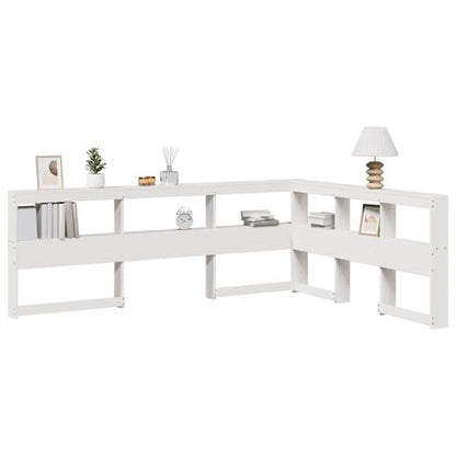 291581 - VIDAXL Raft librash në formë L, e bardhë, 160 cm, prej druri pishe